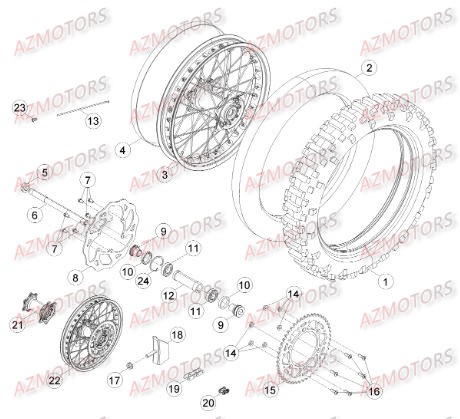 Roue Arriere BETA Pièces Beta RR 4T 350 Enduro - 2014