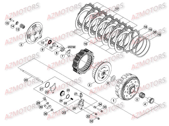 TRANSMISSION PRINCIPALE - EMBRAYAGE pour RR-4T-350-14