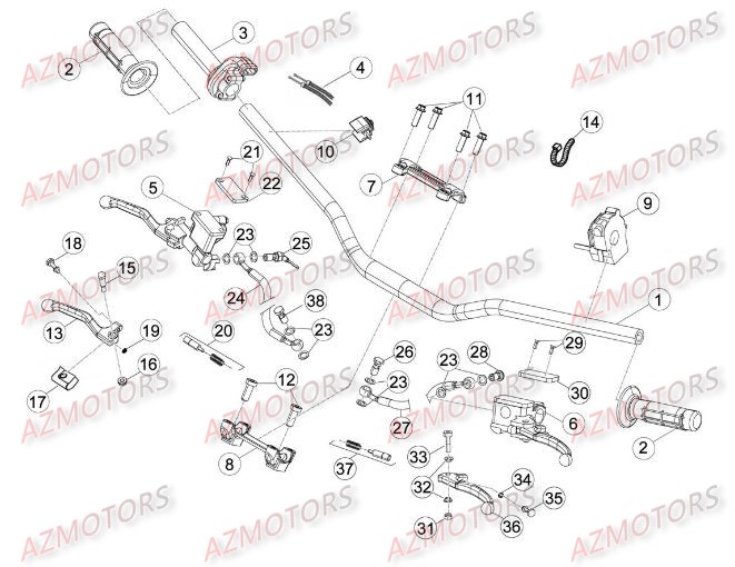 Commandes Guidon BETA Pièces Beta RR 4T 400 Enduro - 2010