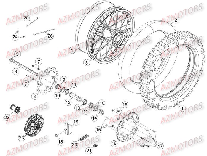 Roue Arriere BETA Pièces Beta RR 4T 400 Enduro - 2010