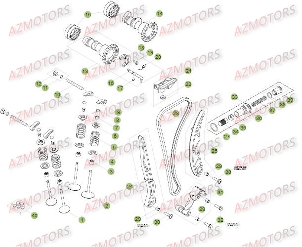 CYLINDRE   CULASSE   DISTRIBUTION 2 BETA RR 4T 400 12