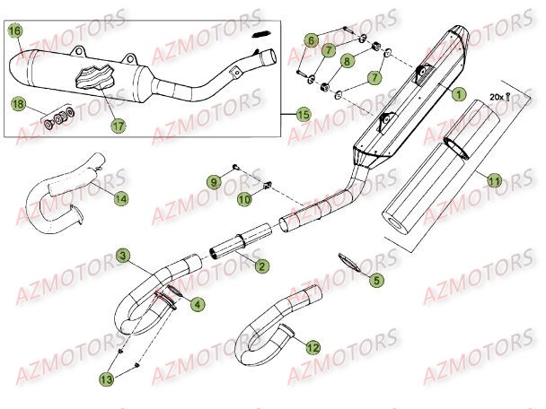 Echappement BETA Pièces Beta RR 4T 400 Enduro - 2012