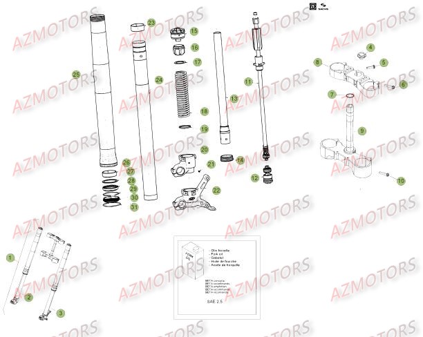 GR. RESSORT K=4,8 N/MM BETA pour FOURCHE DU No SERIE 100662 A 150000 de RR-4T-400-12