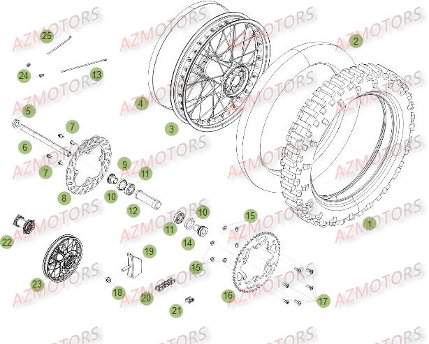 Roue Arriere Du No Serie 100662 A 150000 BETA Pièces Beta RR 4T 400 Enduro - 2012