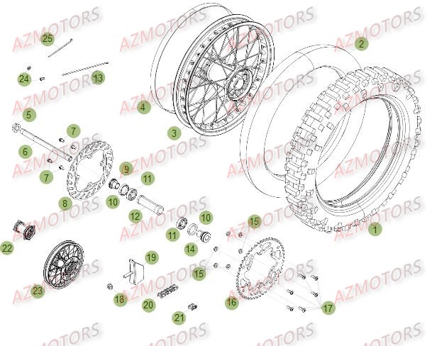 ROUE ARRIERE DU No SERIE 150001 A 160000 BETA RR 4T 400 12