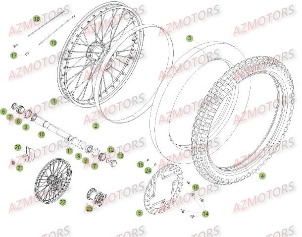 ROUE AVANT DU No SERIE 100662 A 150000 pour RR-4T-400-12