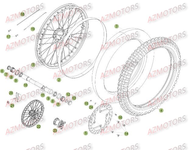 ROUE AVANT DU No SERIE 150001 A 160000 pour RR-4T-400-12