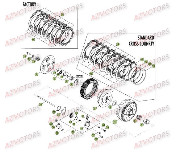 TRANSMISSION PRINCIPALE - EMBRAYAGE pour RR-4T-400-12