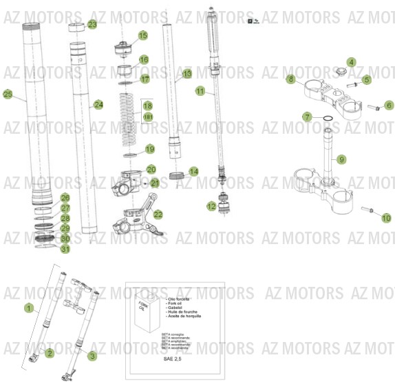 GR. RESSORT K=4,2 N/MM BETA pour FOURCHE de RR-4T-400-13