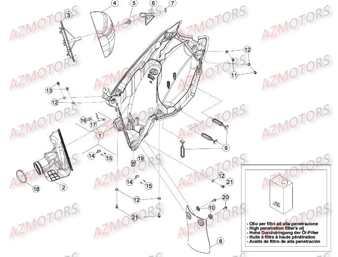 FILTRE AIRE RR-RS 4T pour BOITIER DU FILTRE de RR-4T-400-14