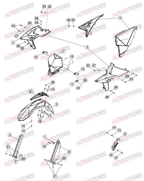 CARENAGES - RESERVOIR - SELLE 2 pour RR-4T-400-14