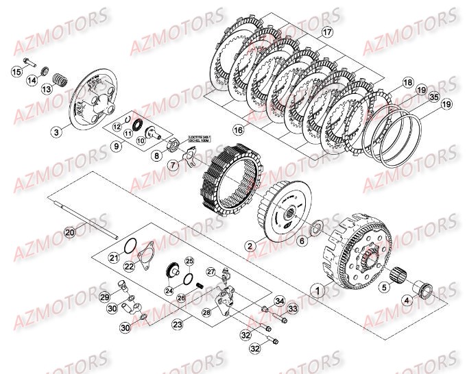 TRANSMISSION PRINCIPALE - EMBRAYAGE pour RR-4T-400-14