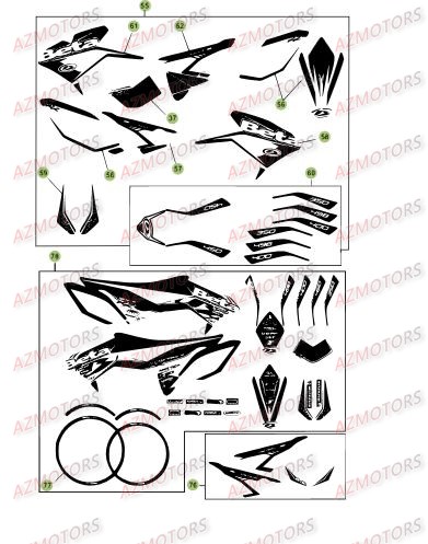 AUTOCOLLANTS UNIVERSAUX POUR JANTES ROUG BETA pour CARENAGES - RESERVOIR - SELLE 3 de RR-4T-450-12