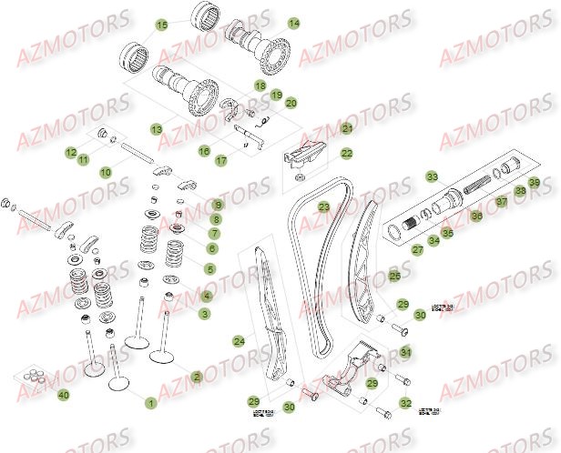 Cylindre   Culasse   Distribution 2 BETA Pièces Beta RR 4T 450 Enduro - 2012