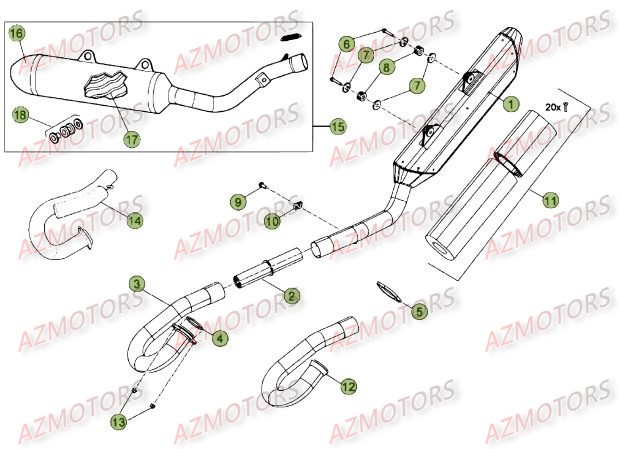 Echappement BETA Pièces Beta RR 4T 450 Enduro - 2012