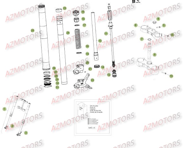 GR. RESSORT K=4,8 N/MM BETA pour FOURCHE DU No SERIE 200955 A 250000 de RR-4T-450-12