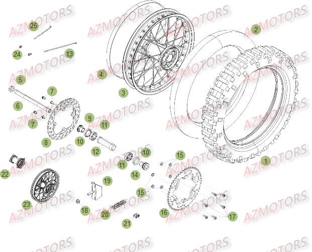 Roue Arriere Du No Serie 200955 A 250000 BETA Pièces Beta RR 4T 450 Enduro - 2012