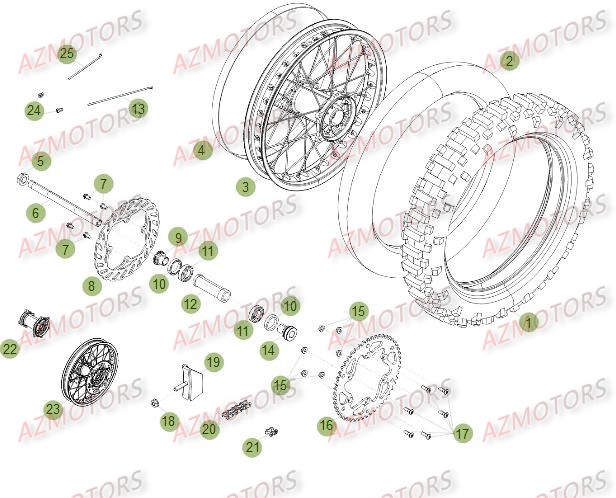 Roue Arriere Du No Serie 250001 A 260000 BETA Pièces Beta RR 4T 450 Enduro - 2012