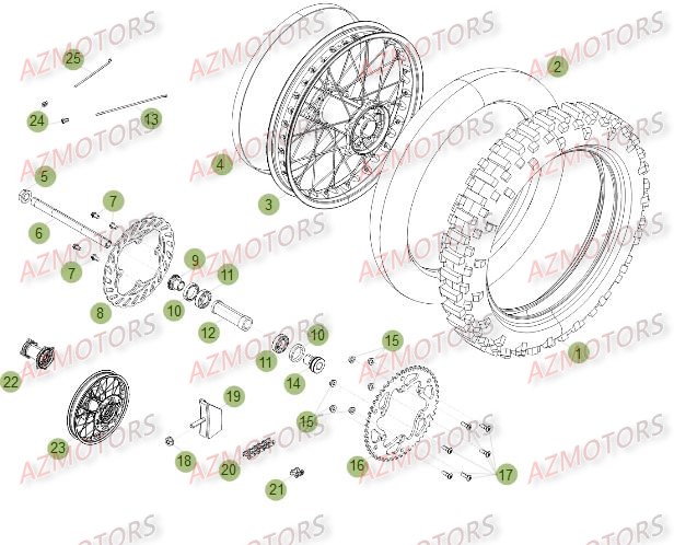 ROUE ARRIERE DU No SERIE 250001 A 260000 BETA RR 4T 450 12