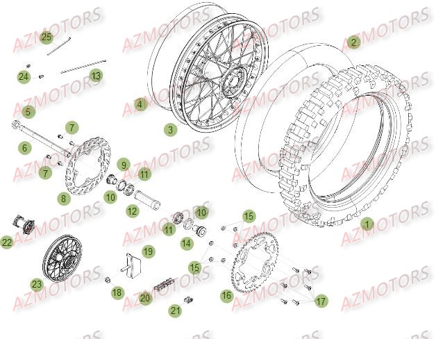 Roue Arriere Du No Serie 260001 A 270000 BETA Pièces Beta RR 4T 450 Enduro - 2012