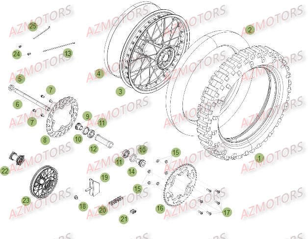 ROUE ARRIERE DU No SERIE 260001 A 270000 BETA RR 4T 450 12