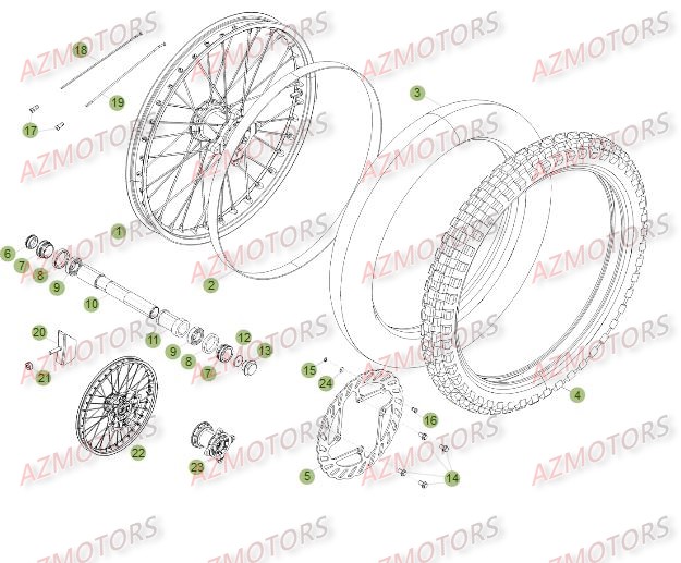 Roue Avant Du No Serie 200955 A 250000 BETA Pièces Beta RR 4T 450 Enduro - 2012