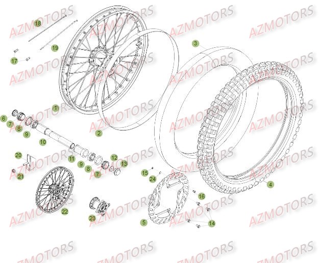 ROUE AVANT DU No SERIE 200955 A 250000 pour RR-4T-450-12