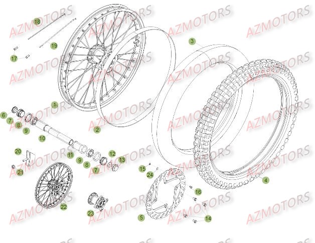 Roue Avant Du No Serie 250001 A 260000 BETA Pièces Beta RR 4T 450 Enduro - 2012
