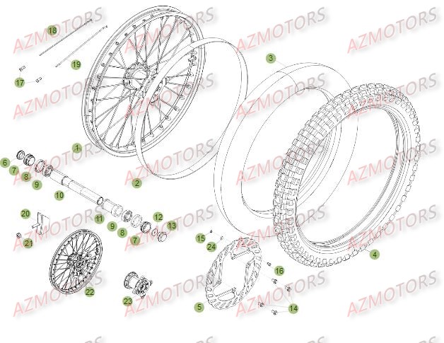 ROUE AVANT DU No SERIE 250001 A 260000 pour RR-4T-450-12