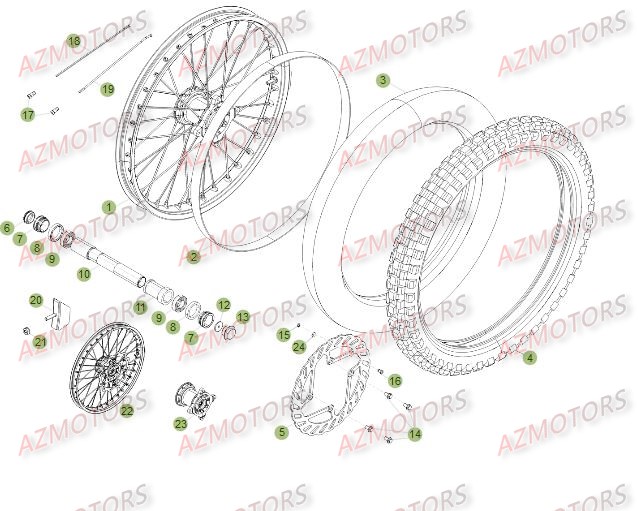 Roue Avant Du No Serie 260001 A 270000 BETA Pièces Beta RR 4T 450 Enduro - 2012