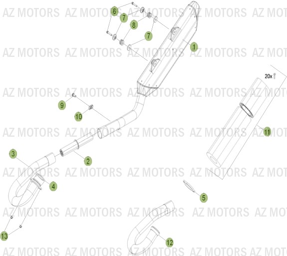 Echappement BETA Pièces Beta RR 4T 450 Enduro - 2013