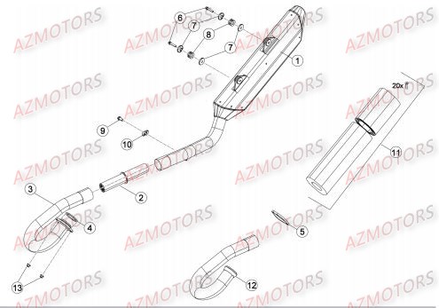 Echappement BETA Pièces Beta RR 4T 450 Enduro - 2014