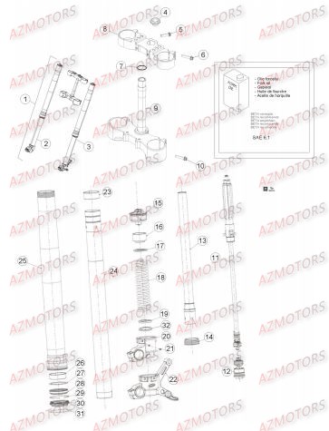GR. RESSORT K=4,2 N/MM BETA pour FOURCHE No SERIE 201258 A 201420 de RR-4T-450-14