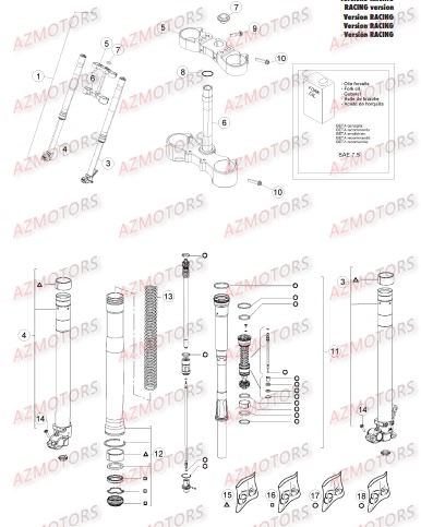 Fourche No Serie 250075 A 259999 BETA Pièces Beta RR 4T 450 Enduro - 2014