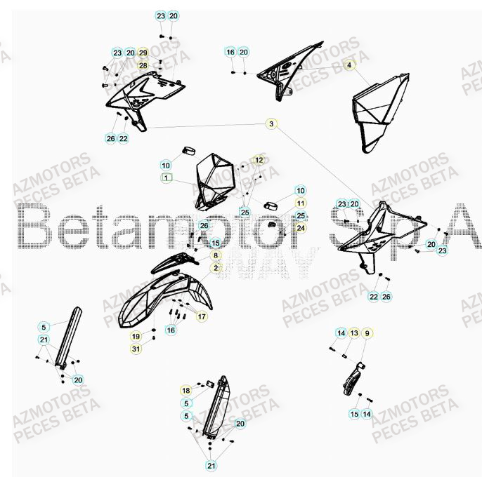 PROTECTION TIGE - KIT RED BETA pour CARENAGE AVANT de RR-4T-480-15