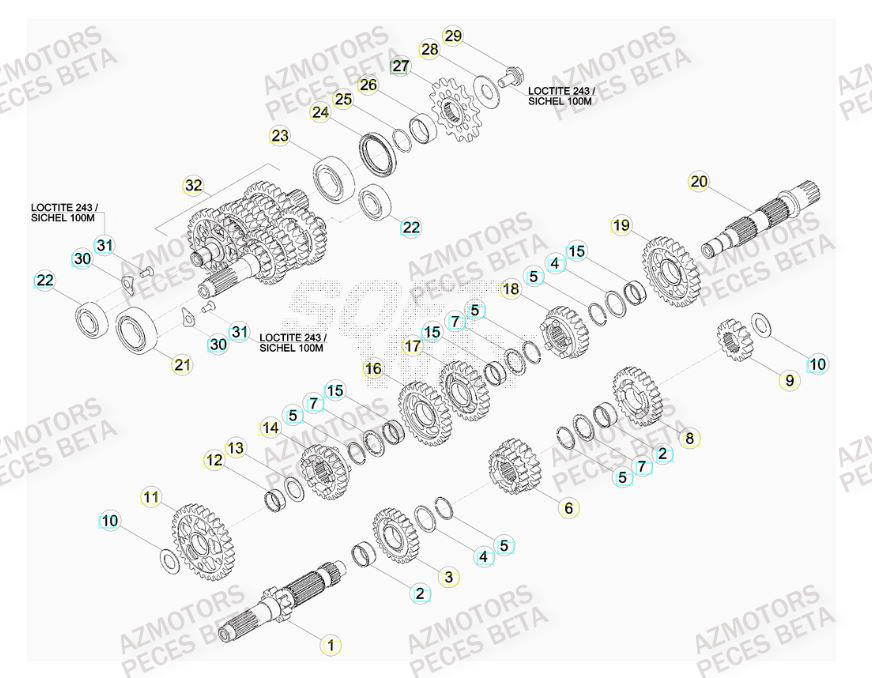 PIGNON DE TRANSMISSION SECONDA IRE BETA pour TRANSMISSION de RR-4T-480-15