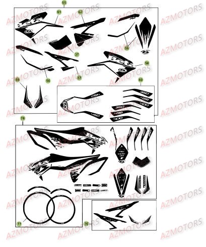 AUTOCOLLANTS UNIVERSAUX POUR JANTES ROUG BETA pour CARENAGES - RESERVOIR - SELLE 3 de RR-4T-498-12