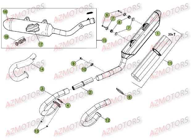 Echappement BETA Pièces Beta RR 4T 498 Enduro - 2012