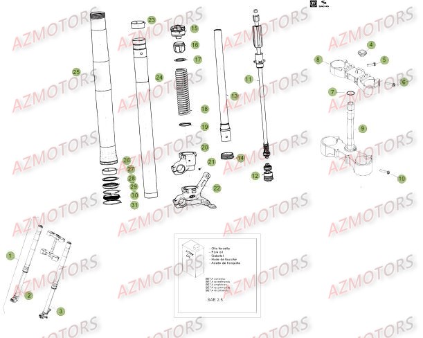 Fourche Du No Serie 300405 A 350000 BETA Pièces Beta RR 4T 498 Enduro - 2012