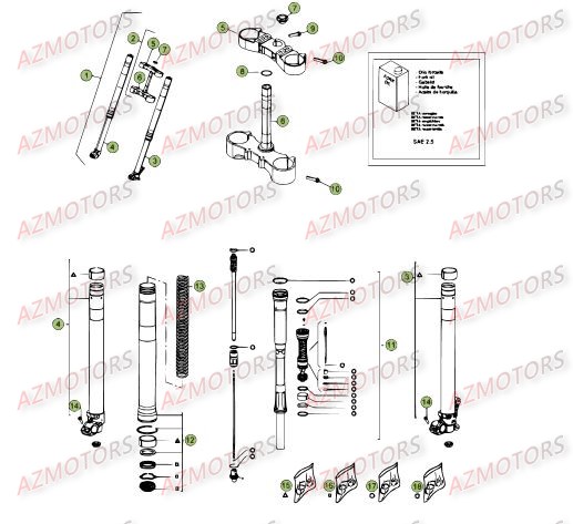Fourche Du No Serie 350001 A 360000 BETA Pièces Beta RR 4T 498 Enduro - 2012