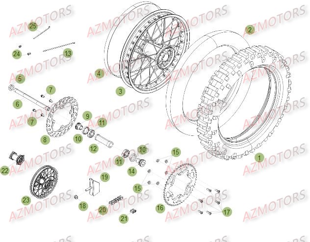 Roue Arriere Du No Serie 300405 A 350000 BETA Pièces Beta RR 4T 498 Enduro - 2012