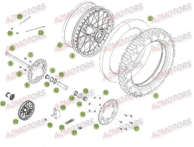 Roue Arriere Du No Serie 350001 A 360000 BETA Pièces Beta RR 4T 498 Enduro - 2012