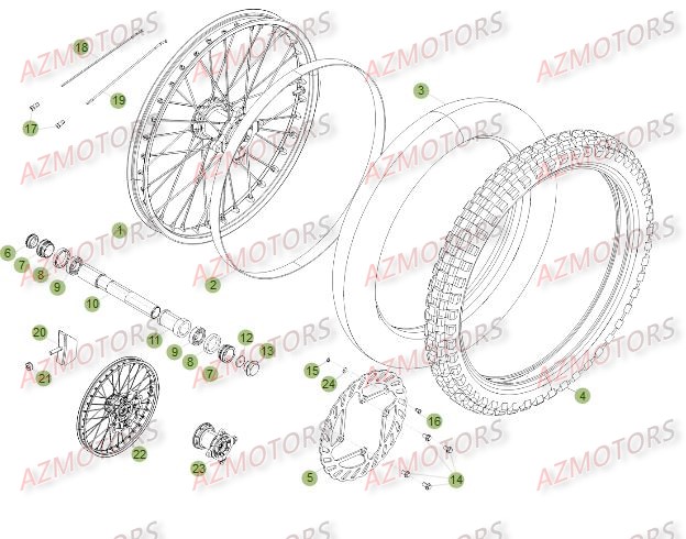 Roue Avant Du No Serie 300405 A 350000 BETA Pièces Beta RR 4T 498 Enduro - 2012