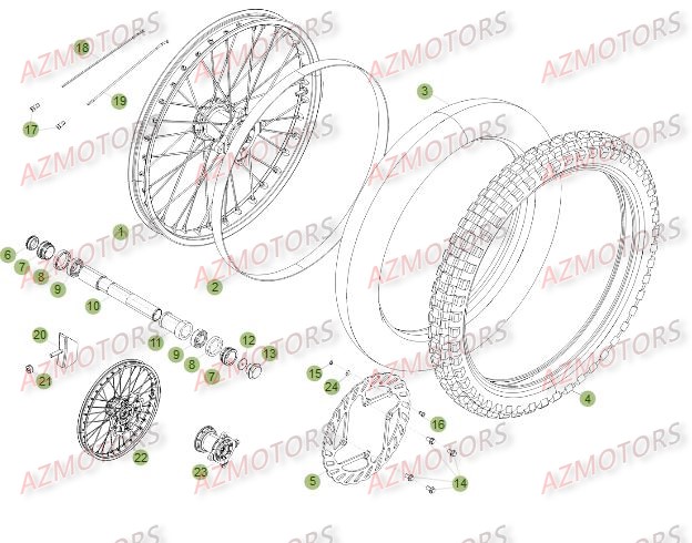 ROUE AVANT DU No SERIE 300405 A 350000 pour RR-4T-498-12