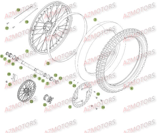 Roue Avant Du No Serie 350001 A 360000 BETA Pièces Beta RR 4T 498 Enduro - 2012