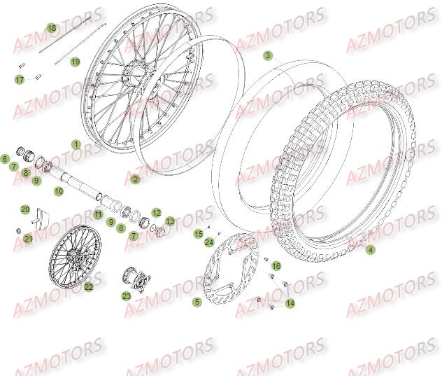 ROUE AVANT DU No SERIE 350001 A 360000 pour RR-4T-498-12