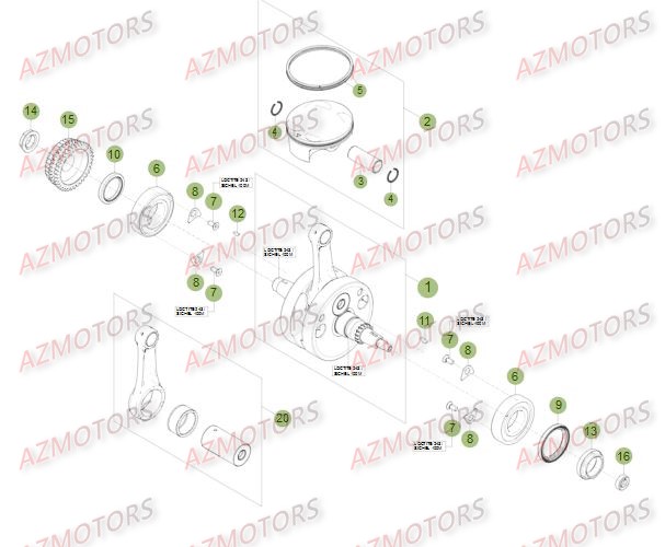 Vilebrequin   Piston   Contre Arbre 2 BETA Pièces Beta RR 4T 498 Enduro - 2012