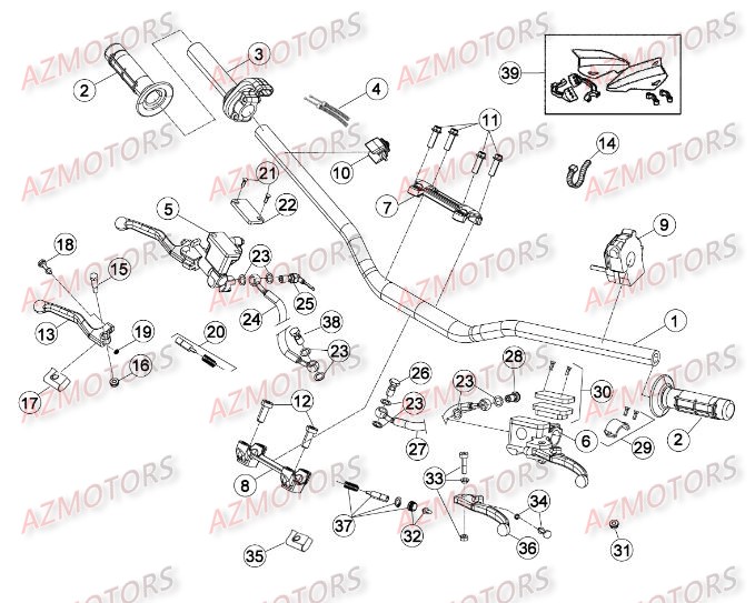 GUIDON RR 4T  07 BETA pour COMMANDES - GUIDON de RR-4T-498-13