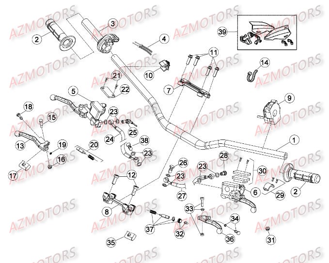 Commandes   Guidon BETA Pièces Beta RR 4T 498 Enduro - 2013