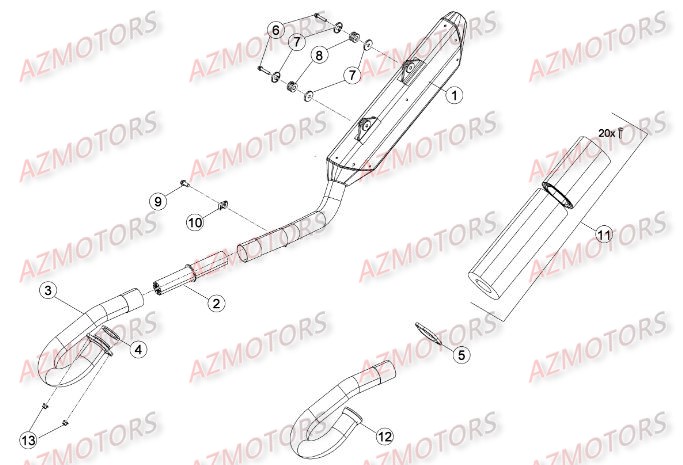 Echappement BETA Pièces Beta RR 4T 498 Enduro - 2013